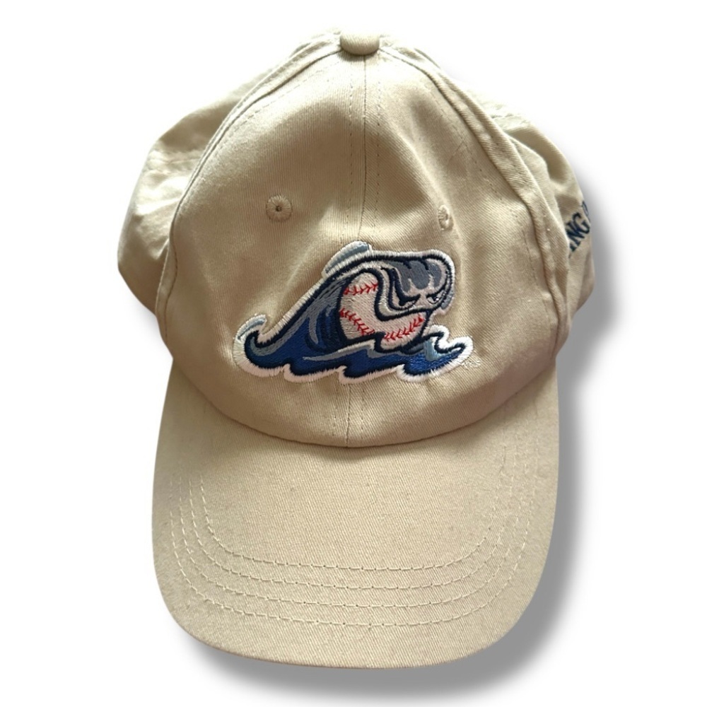West Michigan Whitecaps Beige Baseball Cap Promo Hat O/S Embroidered Wave Logo